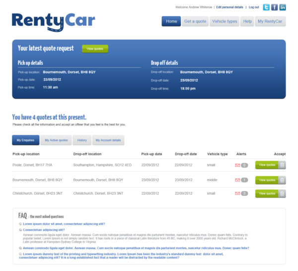 Renty Car - Arek Wojdylo - Creative Portfolio - Freelancer